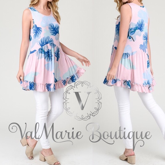 SZ L LAST 1- Pink Floral Baby Doll Tunic - Picture 2 of 3